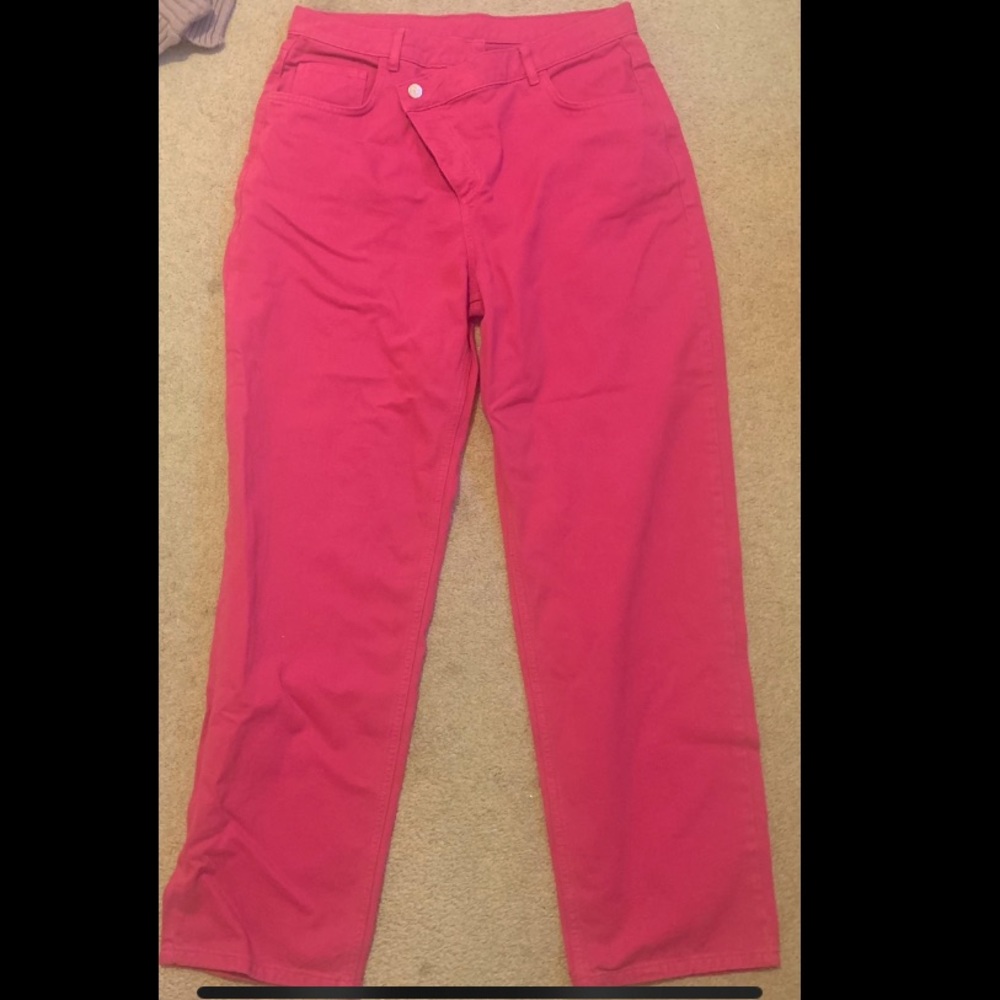 pink crossover boyfriend jeans size 34 ASOS